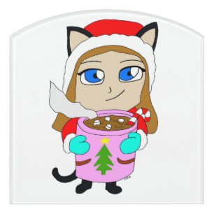 chibi catgirl door sign