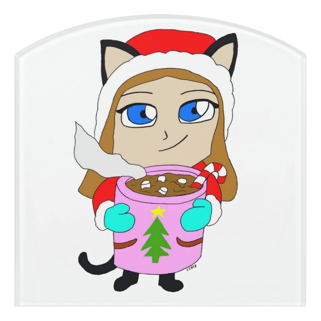 chibi catgirl door sign (Contour Front)