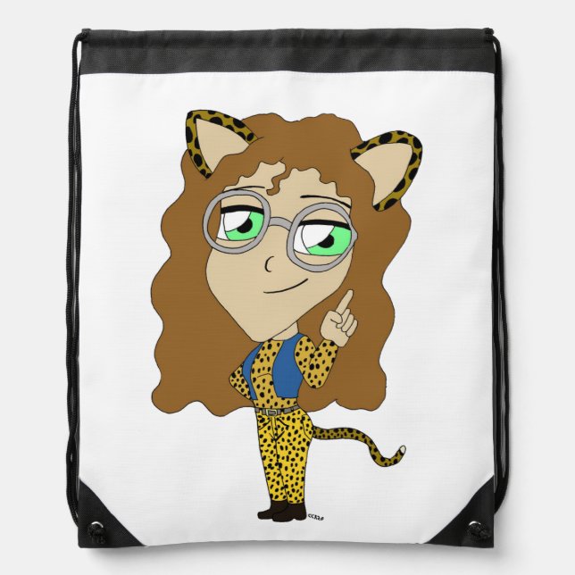 chibi catgirl  drawstring bag (Front)