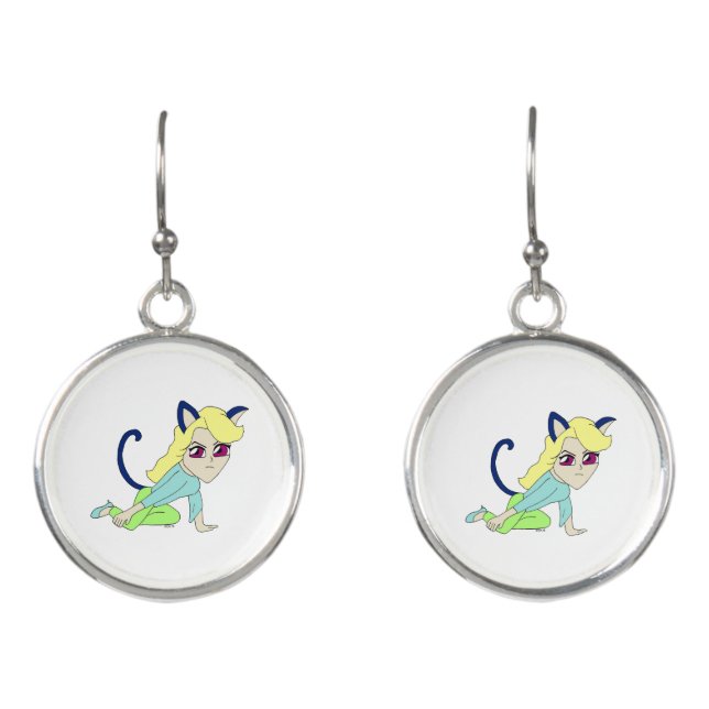 chibi catgirl   earrings (Front)