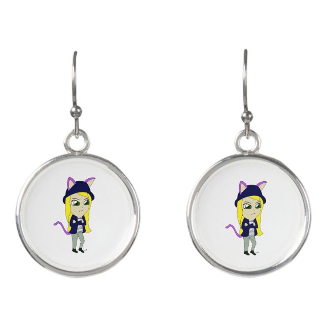 chibi catgirl  earrings (Front)