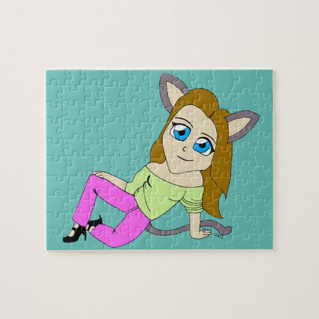chibi catgirl  jigsaw puzzle (Horizontal)