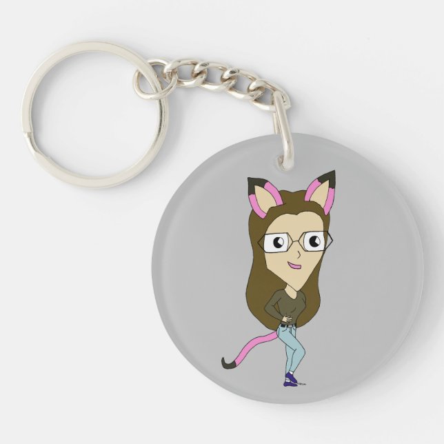 chibi catgirl   keychain (Front)