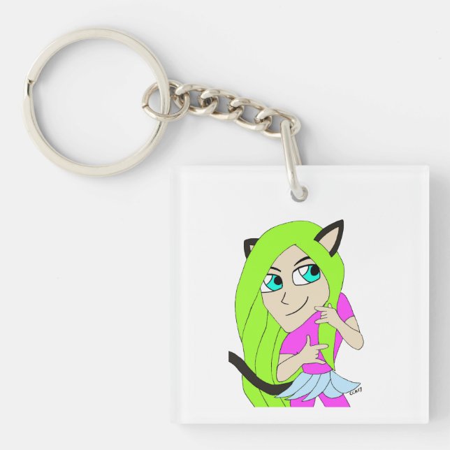 chibi catgirl  keychain (Front)