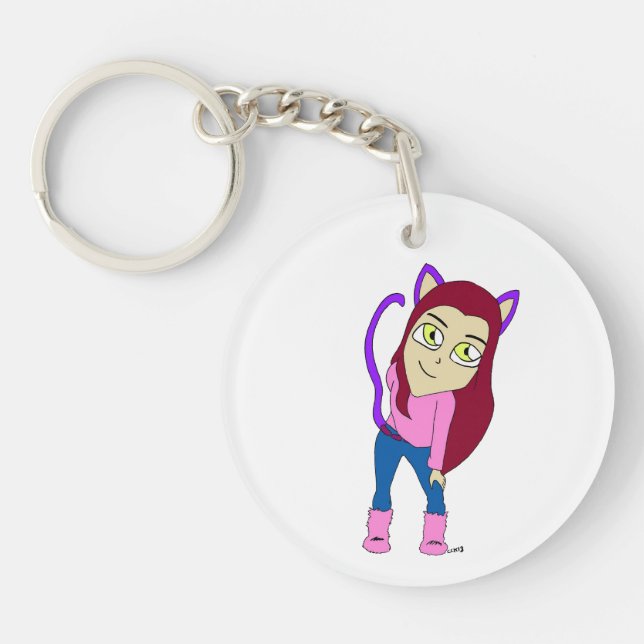 chibi catgirl   keychain (Front)