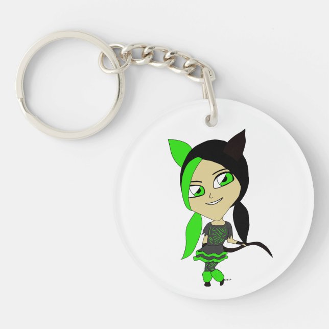 chibi catgirl   keychain (Front)