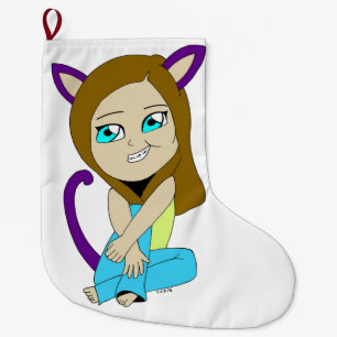 chibi catgirl large christmas stocking