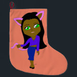chibi catgirl large christmas stocking<br><div class="desc">a chibi catgirl holding her tail</div>