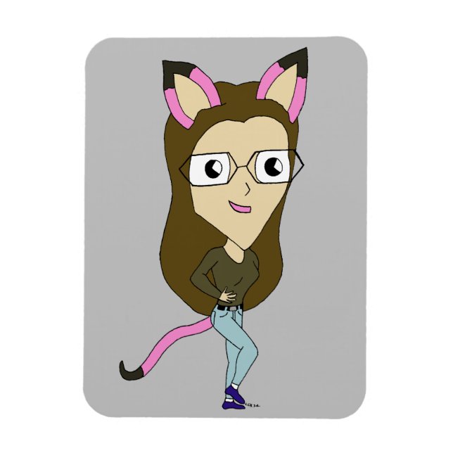 chibi catgirl   magnet (Vertical)