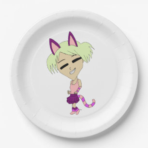 chibi catgirl paper plates