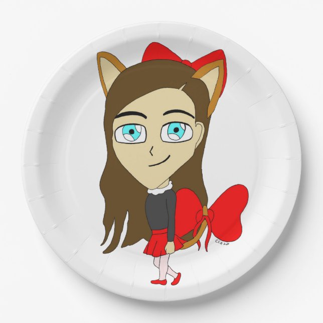 chibi catgirl     paper plates (Front)