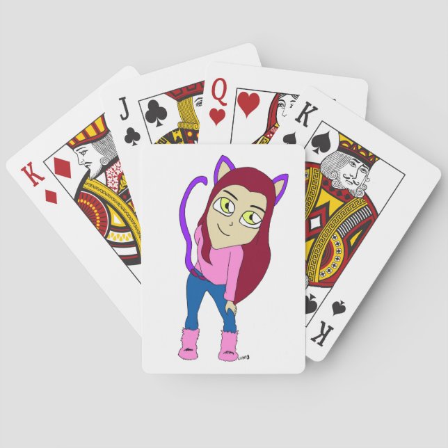 chibi catgirl  poker cards (Back)