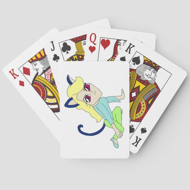 chibi catgirl  poker cards (Back)