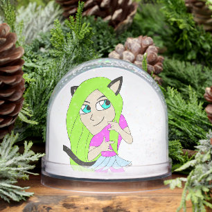 chibi catgirl snow globe