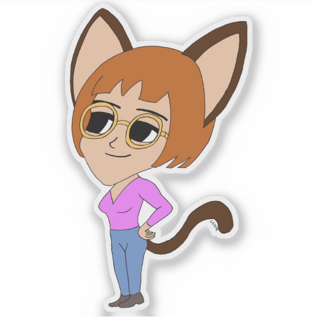 chibi catgirl sticker (Front)