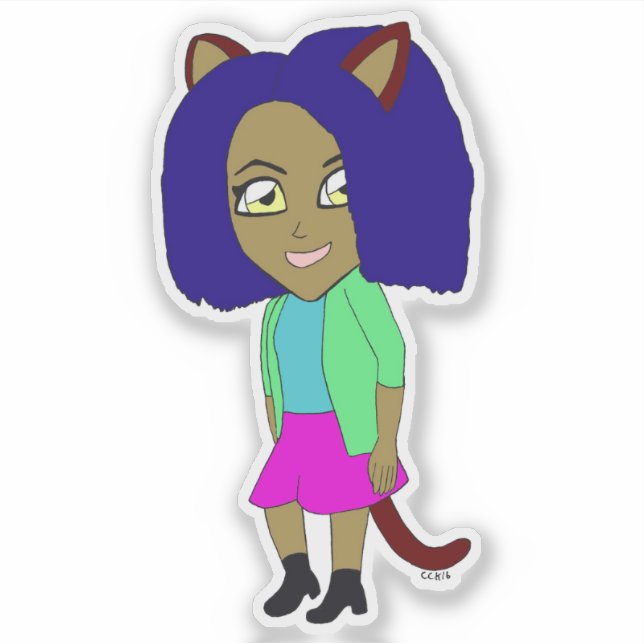 chibi catgirl sticker (Front)