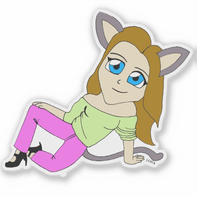 chibi catgirl       sticker (Front)
