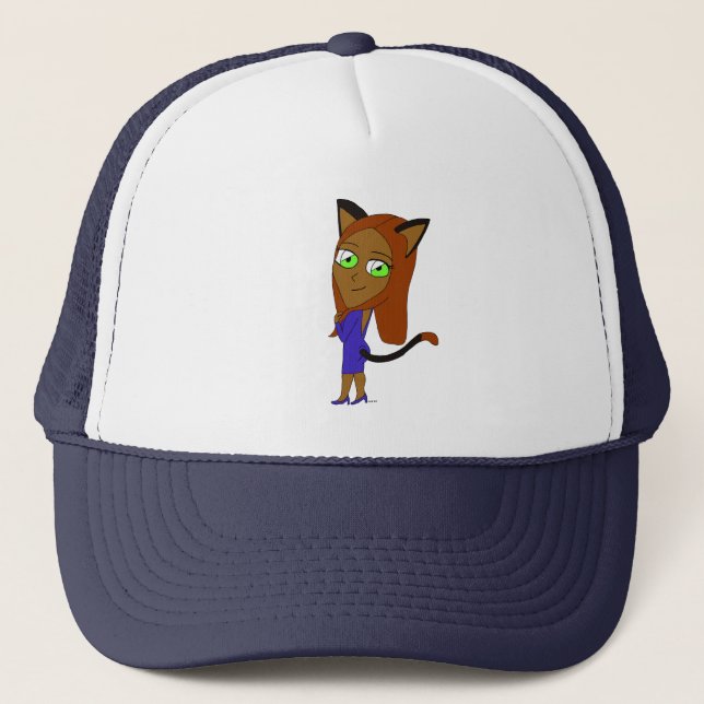 chibi catgirl  trucker hat (Front)