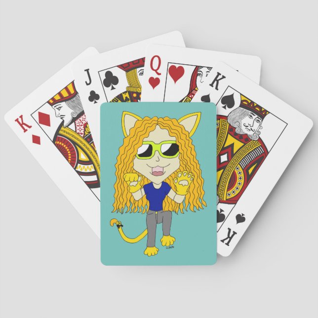 Chibi Catgirl with paws Poker Cards (Back)