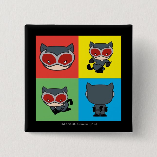 Chibi Catwoman Character Poses Button (Front)