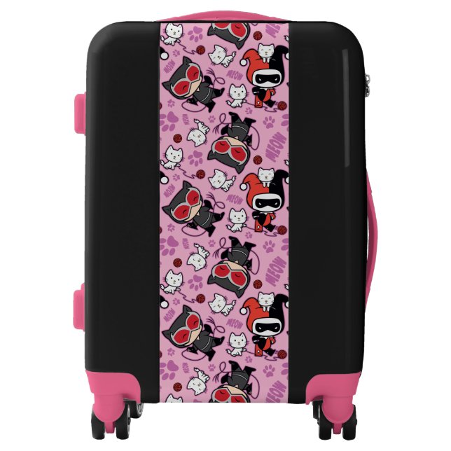 Chibi Catwoman, Harley Quinn, & Kittens Pattern Luggage (Front)