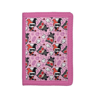 Chibi Catwoman, Harley Quinn, & Kittens Pattern Tri-fold Wallet