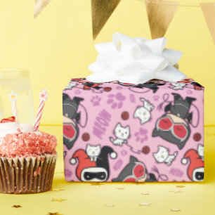 Chibi Catwoman, Harley Quinn, & Kittens Pattern Wrapping Paper