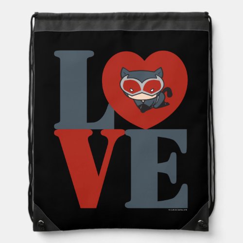 Chibi Catwoman LOVE Drawstring Bag