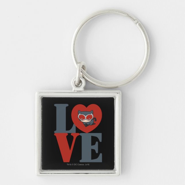 Chibi Catwoman LOVE Keychain (Front)