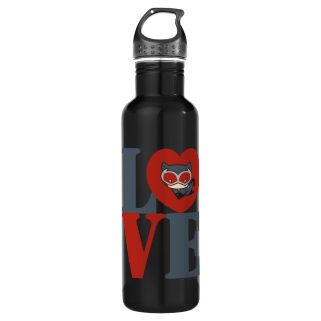 Chibi Catwoman LOVE Water Bottle (Front)