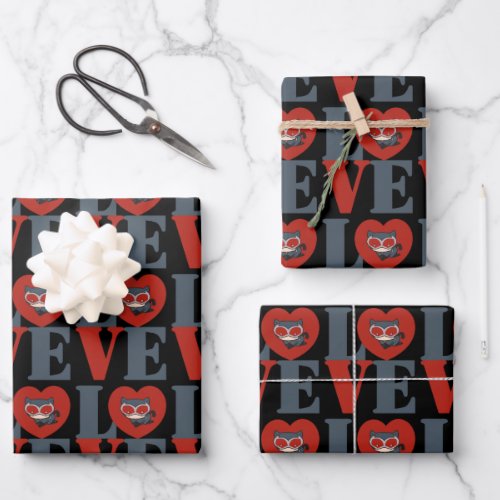 Chibi Catwoman LOVE Wrapping Paper Sheets