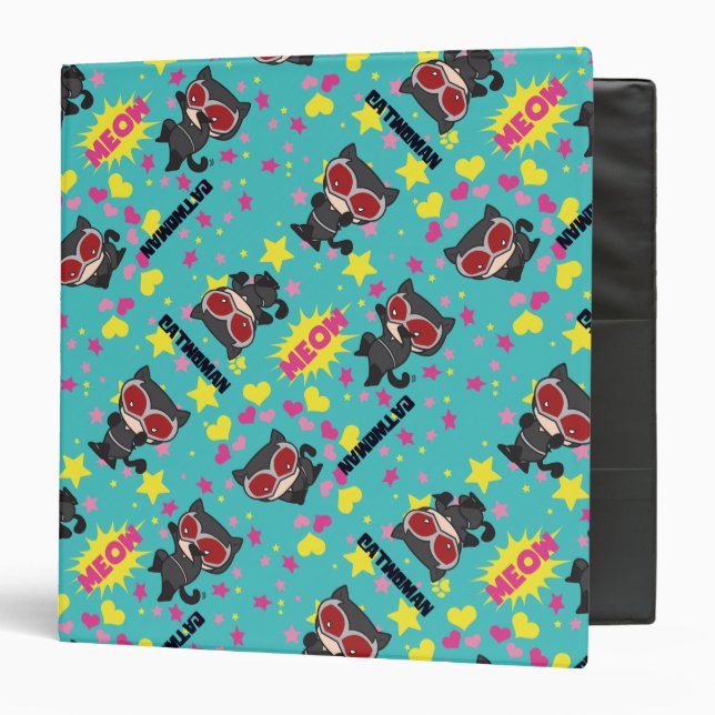 Chibi Catwoman Pattern 3 Ring Binder (Front/Inside)