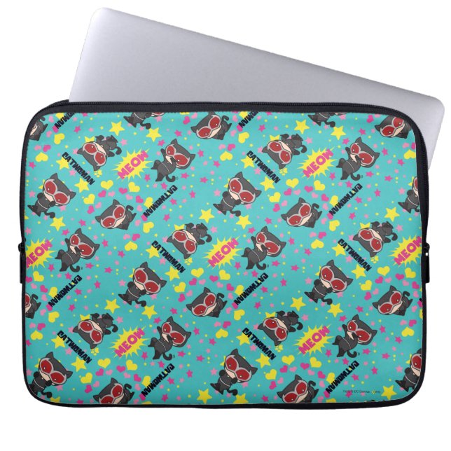 Chibi Catwoman Pattern Laptop Sleeve (Front)