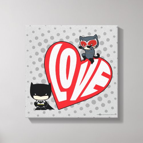 Chibi Catwoman Pounce on Batman Canvas Print