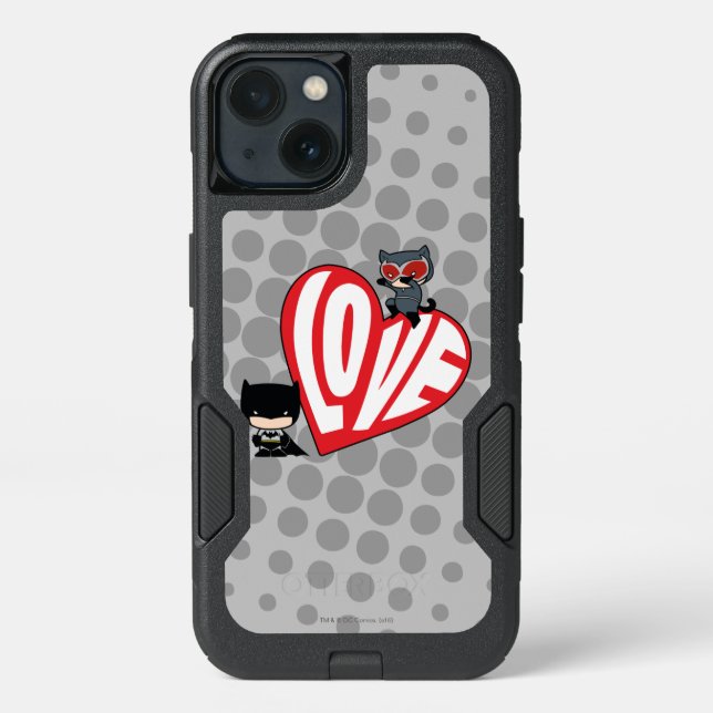 Chibi Catwoman Pounce on Batman Otterbox iPhone Case (Back)