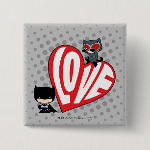 Chibi Catwoman Pounce on Batman Pinback Button