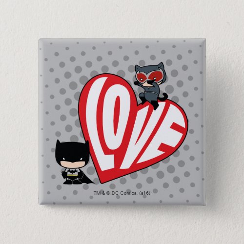 Chibi Catwoman Pounce on Batman Pinback Button