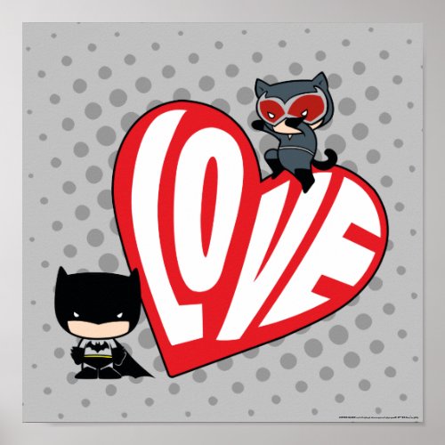 Chibi Catwoman Pounce on Batman Poster