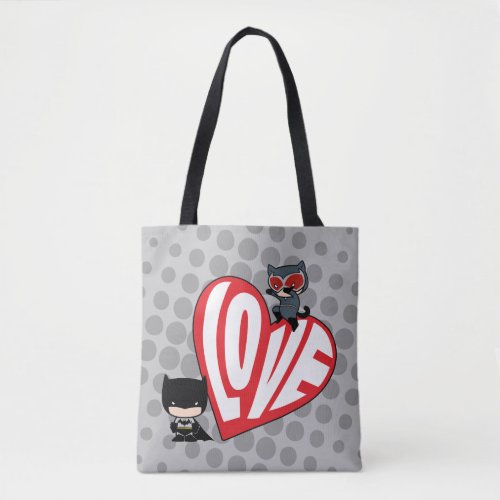 Chibi Catwoman Pounce on Batman Tote Bag