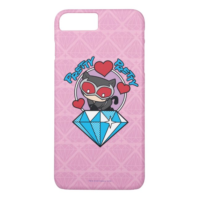Chibi Catwoman Sitting Atop Large Diamond Case-Mate iPhone Case (Back)