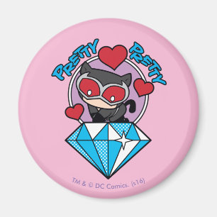 Chibi Catwoman Sitting Atop Large Diamond Magnet