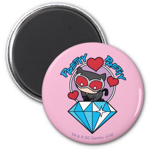 Chibi Catwoman Sitting Atop Large Diamond Magnet