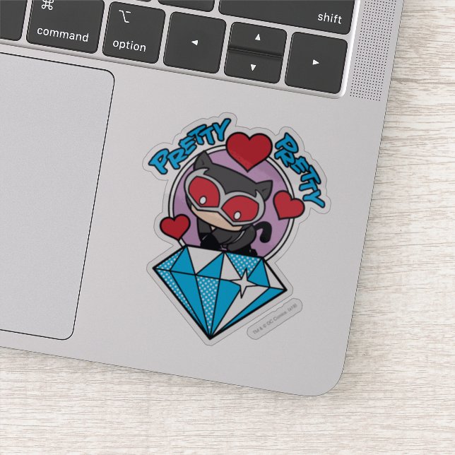 Chibi Catwoman Sitting Atop Large Diamond Sticker (Detail)