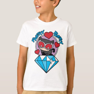 Chibi Catwoman Sitting Atop Large Diamond T-Shirt