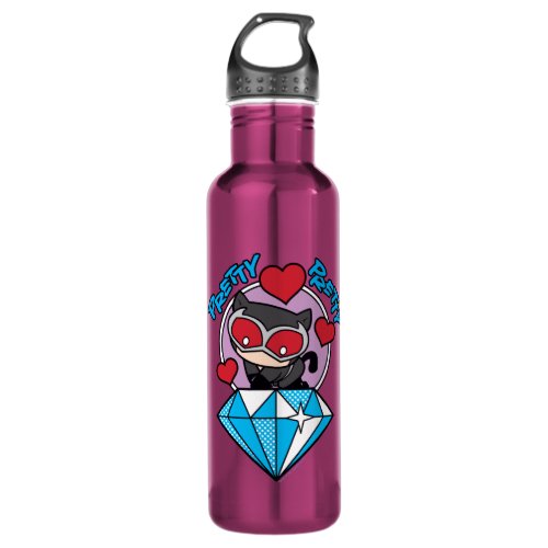 Chibi Catwoman Sitting Atop Large Diamond Water Bottle