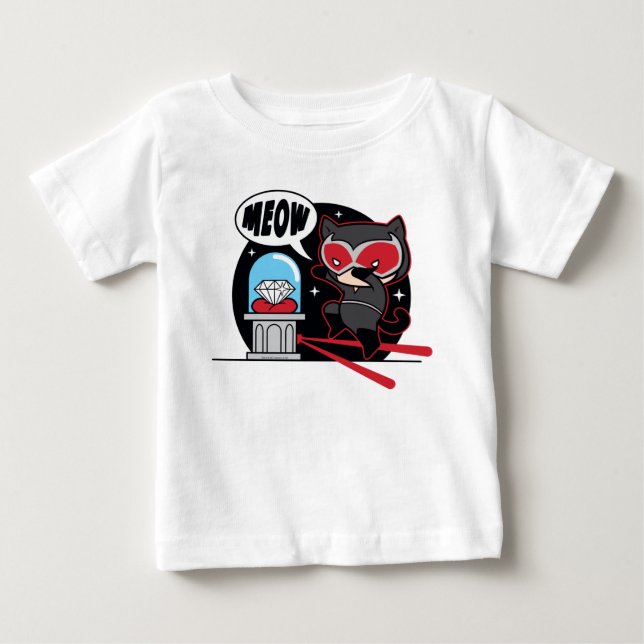 Chibi Catwoman Stealing A Diamond Baby T-Shirt (Front)
