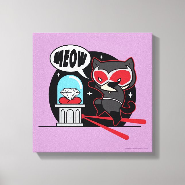 Chibi Catwoman Stealing A Diamond Canvas Print (Front)