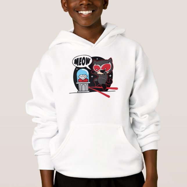 Chibi Catwoman Stealing A Diamond Hoodie (Front)