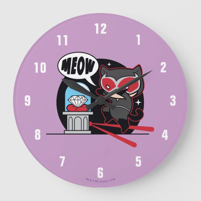 Chibi Catwoman Stealing A Diamond Large Clock (Front)