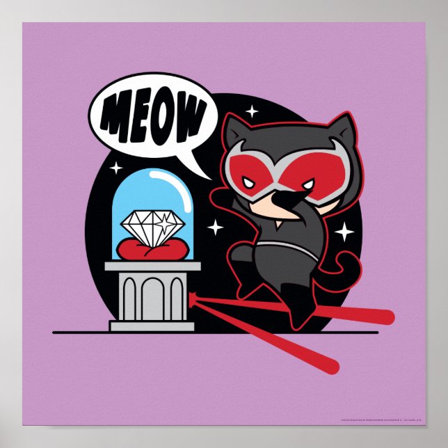 Chibi Catwoman Stealing A Diamond Poster (Front)